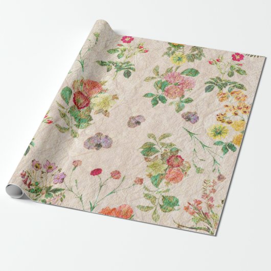  chic yellow roze schattig bloempatroon cadeaupapier (Uitgerold)