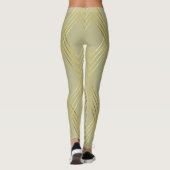 Chic Yellow Sage Diamonds Patroon Leggings (Achterkant)