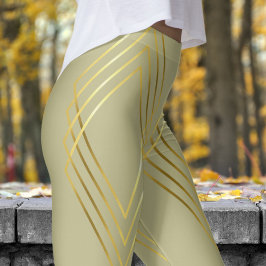 Chic Yellow Sage Diamonds Patroon Leggings