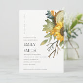 CHIC YELLOW SUNFLOWER FLORAL BRIDAL SHOWER INVITE BEDANKKAART (Staand voorkant)