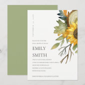 CHIC YELLOW SUNFLOWER FLORAL BRIDAL SHOWER INVITE BEDANKKAART (Voorkant / Achterkant)