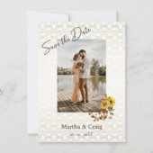 Chic Yellow Sunflower Lace Foto sparen de datum Kaart (Voorkant)