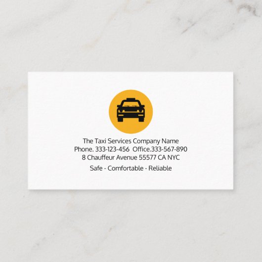 Chic Yellow Taxi Wheel Cab Driver Visitekaartje (Achterkant)