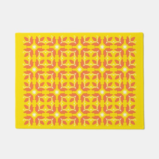 Chic Yellow Tegel Flowers Patroon Small Deurklep Deurmat (Voorkant)