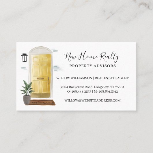 Chic Yellow Waterverf voordeur ingang Visitekaartje (Voorkant)