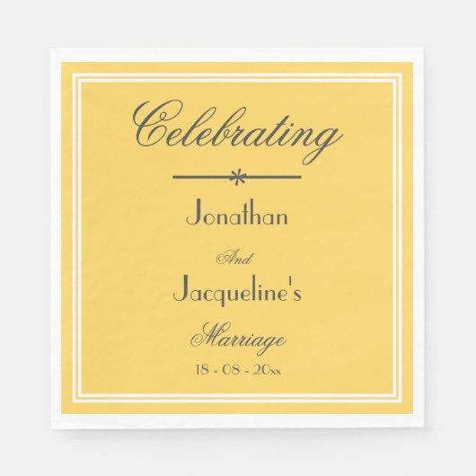 Chic Yellow Wedding Personalized Elegant Luncheon Servet (Voorkant)