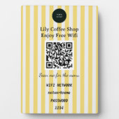 Chic Yellow & White Stripes QR Code Wifi Fotoplaat (voorkant)