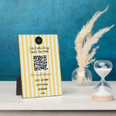 Chic Yellow & White Stripes QR Code Wifi Fotoplaat (Zijkant)