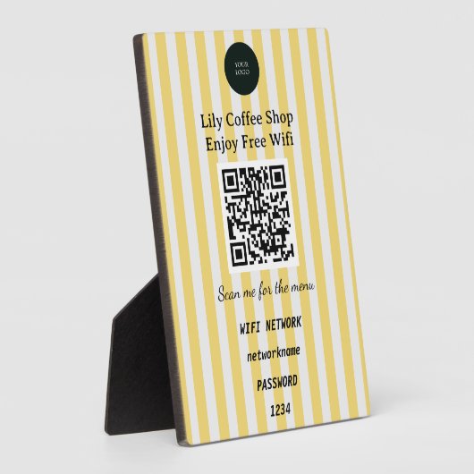 Chic Yellow & White Stripes QR Code Wifi Fotoplaat (Zijkant)
