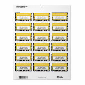 Chic Yellow Zebra Print Adresetiketten Etiket (Full Sheet)