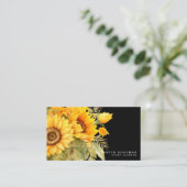 Chic Yellow Zonnebloemen Zwarte Visitekaartjes (Staand voorkant)