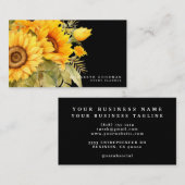 Chic Yellow Zonnebloemen Zwarte Visitekaartjes (Voorkant / Achterkant)