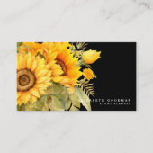Chic Yellow Zonnebloemen Zwarte Visitekaartjes (Voorkant)