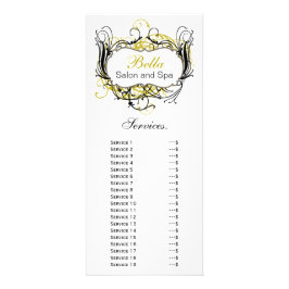 chic yellow, zwart-witservicerackkaart reclamekaart