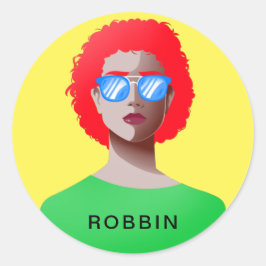 Chic yellowand klastige vrouw ronde sticker