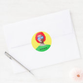 Chic yellowand klastige vrouw ronde sticker (Envelop)