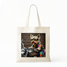Chic Yorkie op een Canvas tas