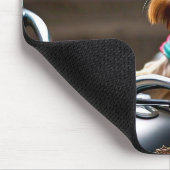 Chic Yorkie op een motorfiets Muismat (Hoek)