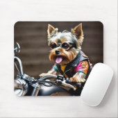 Chic Yorkie op een motorfiets Muismat (Met muis)