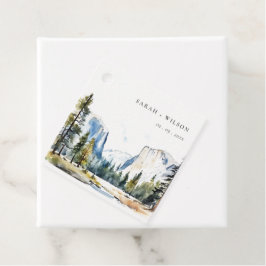 Chic Yosemite National Park CA Waterverf bruiloft Bedankjes Labels