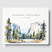 Chic Yosemite National Park CA Waterverf bruiloft Gastenboek (Voorkant)