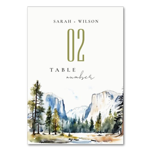 Chic Yosemite National Park CA Waterverf bruiloft Kaart (Voorkant)