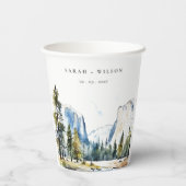 Chic Yosemite National Park CA Waterverf bruiloft Papieren Bekers (Achterkant)