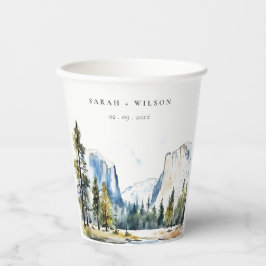 Chic Yosemite National Park CA Waterverf bruiloft Papieren Bekers