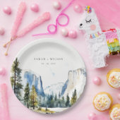 Chic Yosemite National Park CA Waterverf bruiloft Papieren Bordje (Feest)