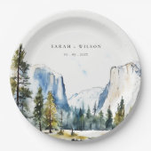 Chic Yosemite National Park CA Waterverf bruiloft Papieren Bordje (Voorkant)