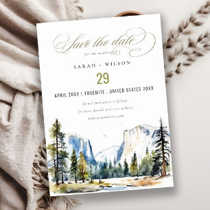 Chic Yosemite National Park CA Waterverf bruiloft Save The Date