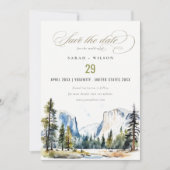 Chic Yosemite National Park CA Waterverf bruiloft Save The Date (Voorkant)
