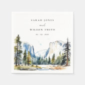 Chic Yosemite National Park CA Waterverf bruiloft Servet (Voorkant)