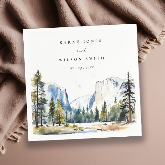 Chic Yosemite National Park CA Waterverf bruiloft Servet