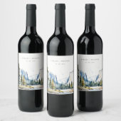 Chic Yosemite National Park CA Waterverf bruiloft Wijn Etiket (Flessen)