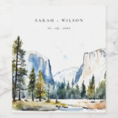 Chic Yosemite National Park CA Waterverf bruiloft Wijn Etiket (Enkel label)