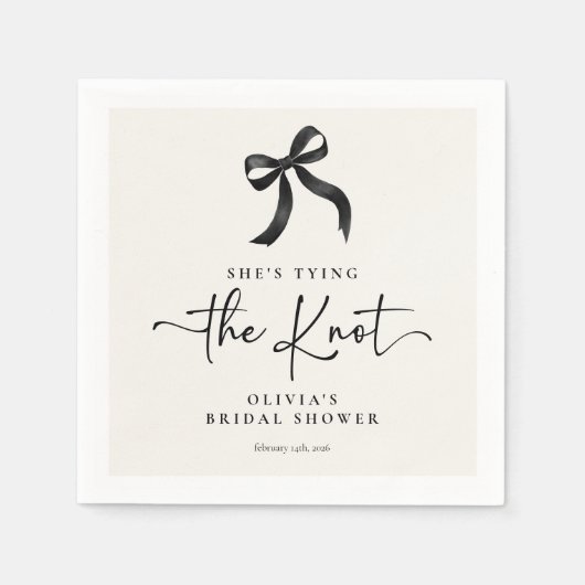 Chic Ze bindt de Knot Black Bow Vrijgezellenfeest Servet (Voorkant)
