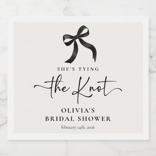 Chic Ze bindt de Knot Black Bow Vrijgezellenfeest Sparkling Wijnetiket (Enkel label)