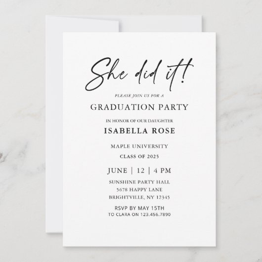 Chic Ze deed het Black and White Graduation Party Kaart (Voorkant)