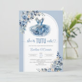 Chic ze is TUTU schattig marineblauw bloemig Baby  Kaart (Staand voorkant)