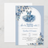 Chic ze is TUTU schattig marineblauw bloemig Baby  Kaart (Voorkant / Achterkant)