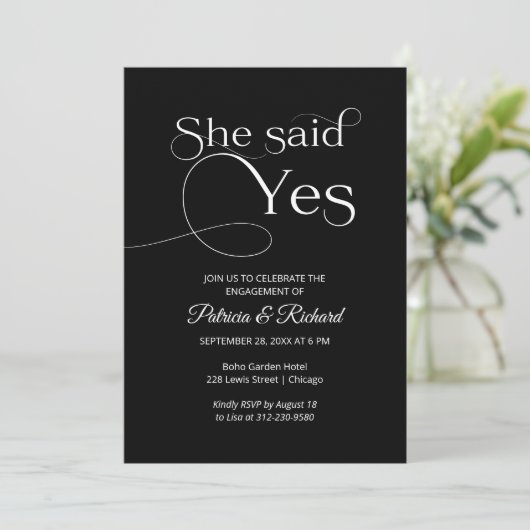 Chic ze zei ja Uitnodiging van de Engagement Parti (Staand voorkant)