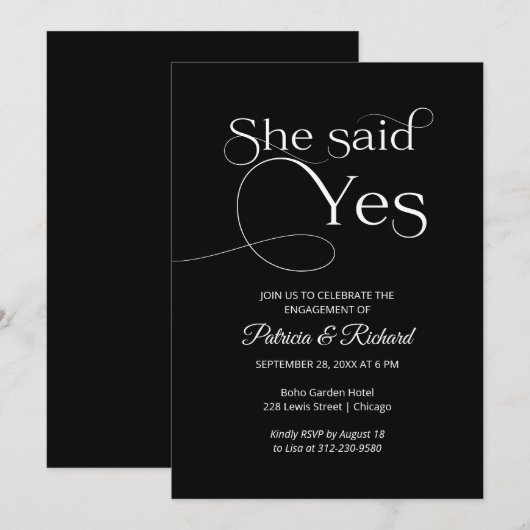 Chic ze zei ja Uitnodiging van de Engagement Parti (Voorkant / Achterkant)