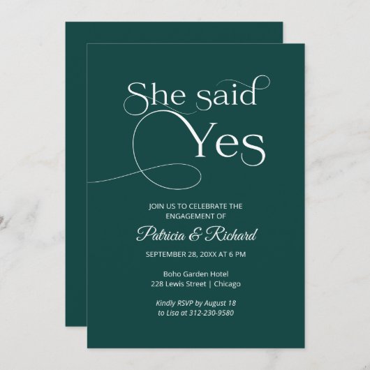 Chic ze zei ja Uitnodiging van de Engagement Parti (Voorkant / Achterkant)