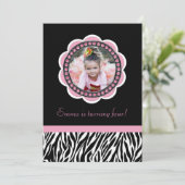 Chic Zebra Birthday Uitnodiging (Staand voorkant)