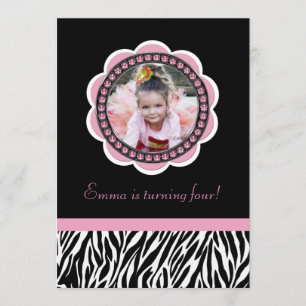 Chic Zebra Birthday Uitnodiging