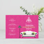 Chic Zebra Cocktail Party Invitation (hot roze) Kaart (Staand voorkant)