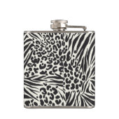 Chic Zebra Leopard & Oranje Eigen monogram Fles Heupfles (Achterkant)