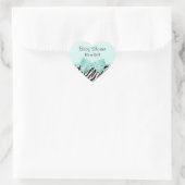 Chic Zebra Mint Ribbon Girly Baby shower Hart Sticker (Tas)