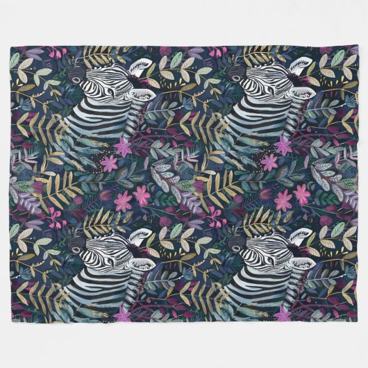 Chic zebra patroon loof fleece deken (Voorkant (Horizontaal))